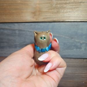 Handmade Ceramic Cat Figurine, Sculpture, Cat Pottery Figurine, Ceramic Cat Art